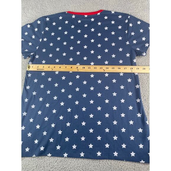 Eddie Bauer Shirt Womens Medium Blue Stars American Flag 4th Of July Freedom - Picture 9 of 11